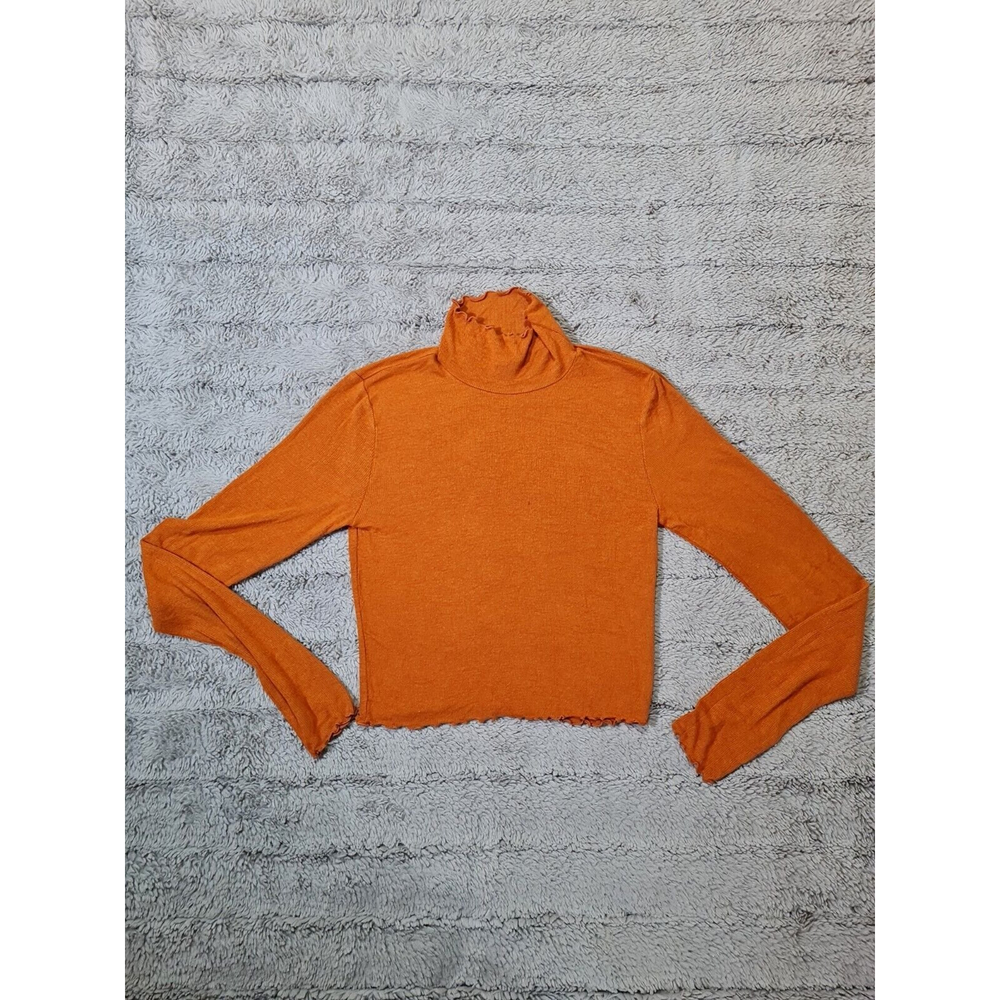 Wilfred Cropped Lightweight Ruffled Hem Mock Neck Sweater
